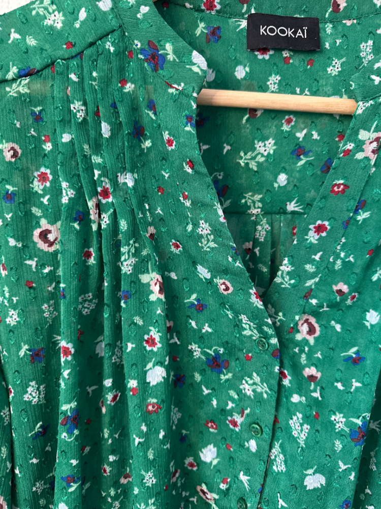 Kookai Top fleuri vert