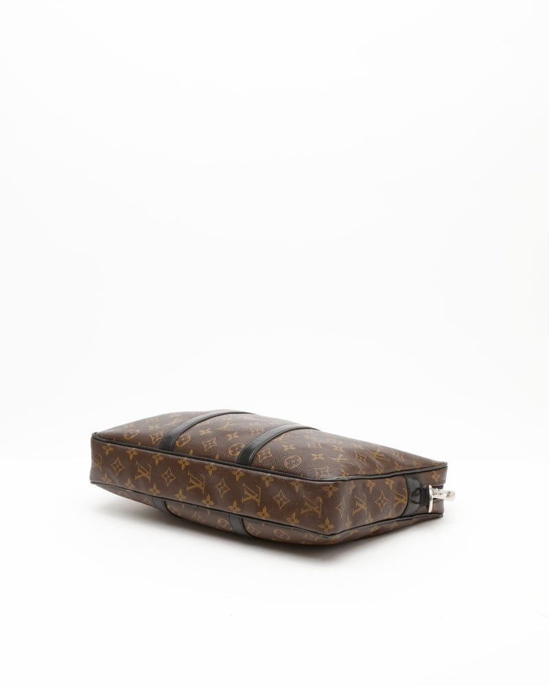 Louis Vuitton Porte Documents Voyage Monogram Macassar Briefcase