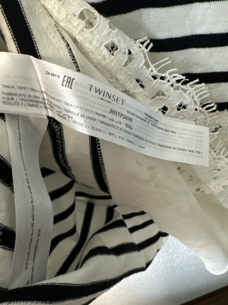 Twinset Top à rayures avec dentelle