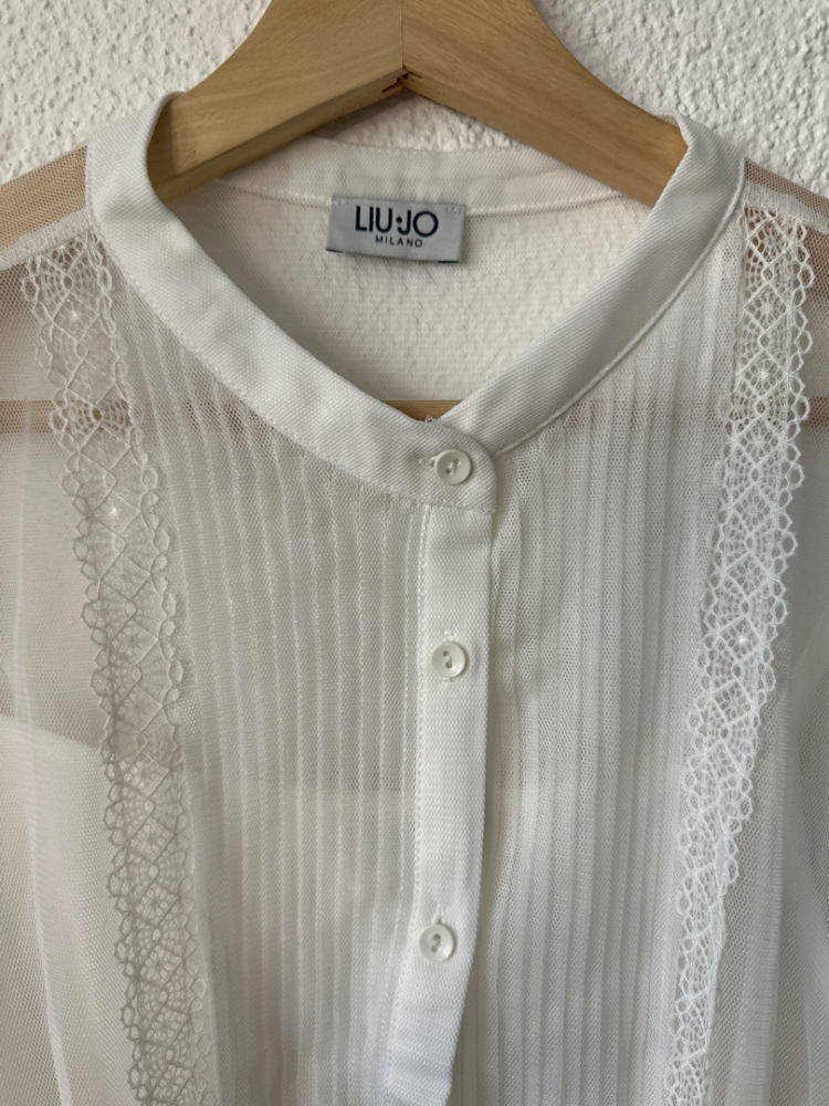 LIUJO Weißes Top mit Durchblick und Spitze
