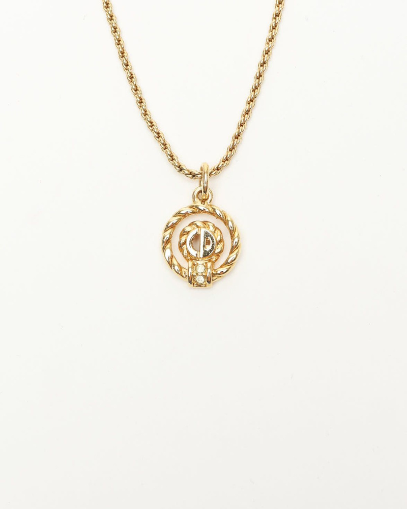 Christian Dior Twist Ring Logo Necklace