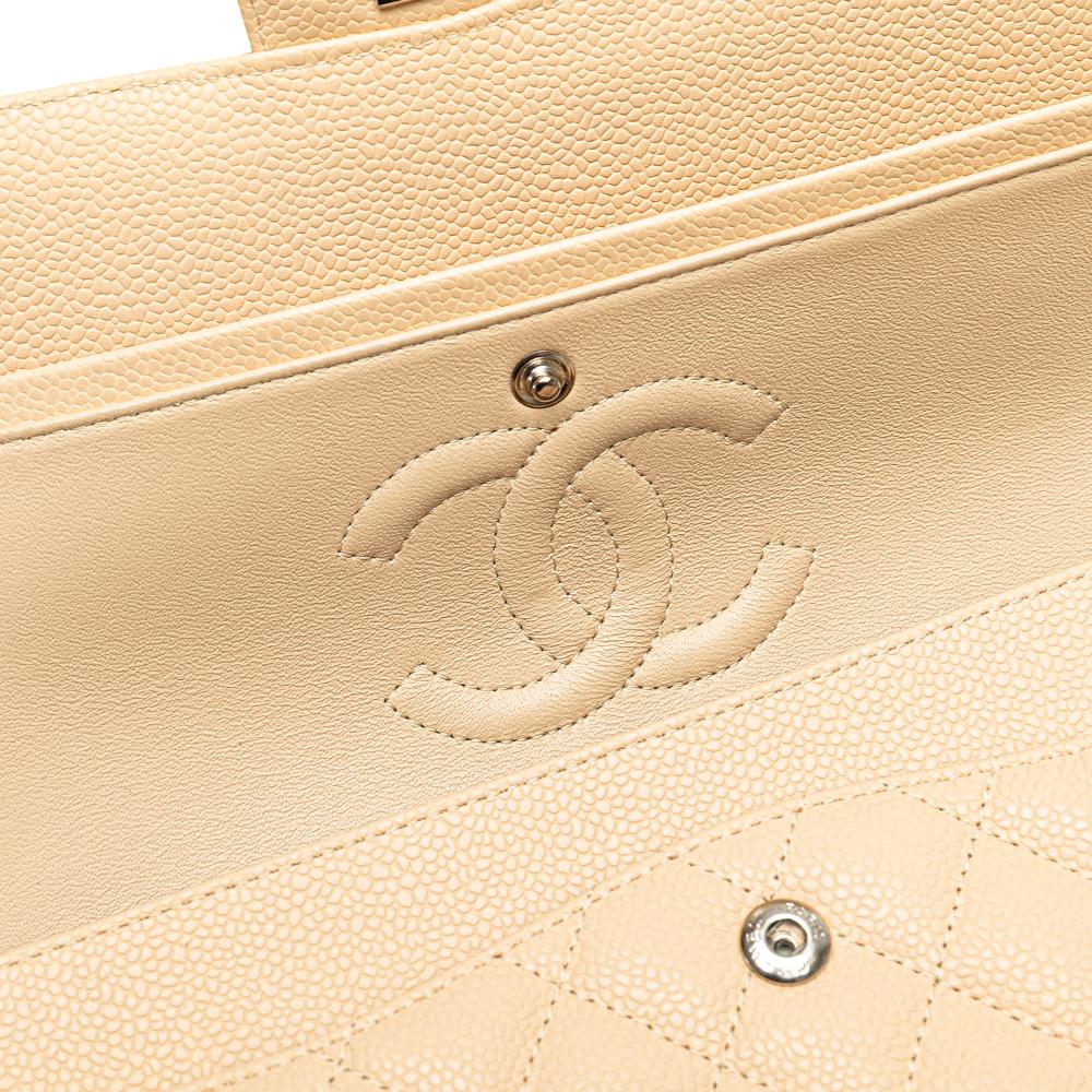Chanel B Chanel Brown Beige Caviar Leather Leather Medium Classic Caviar Double Flap France