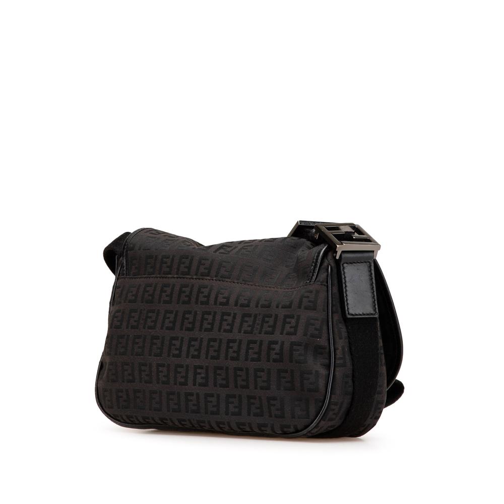 Fendi B Fendi Black Canvas Fabric Zucchino Crossbody Italy