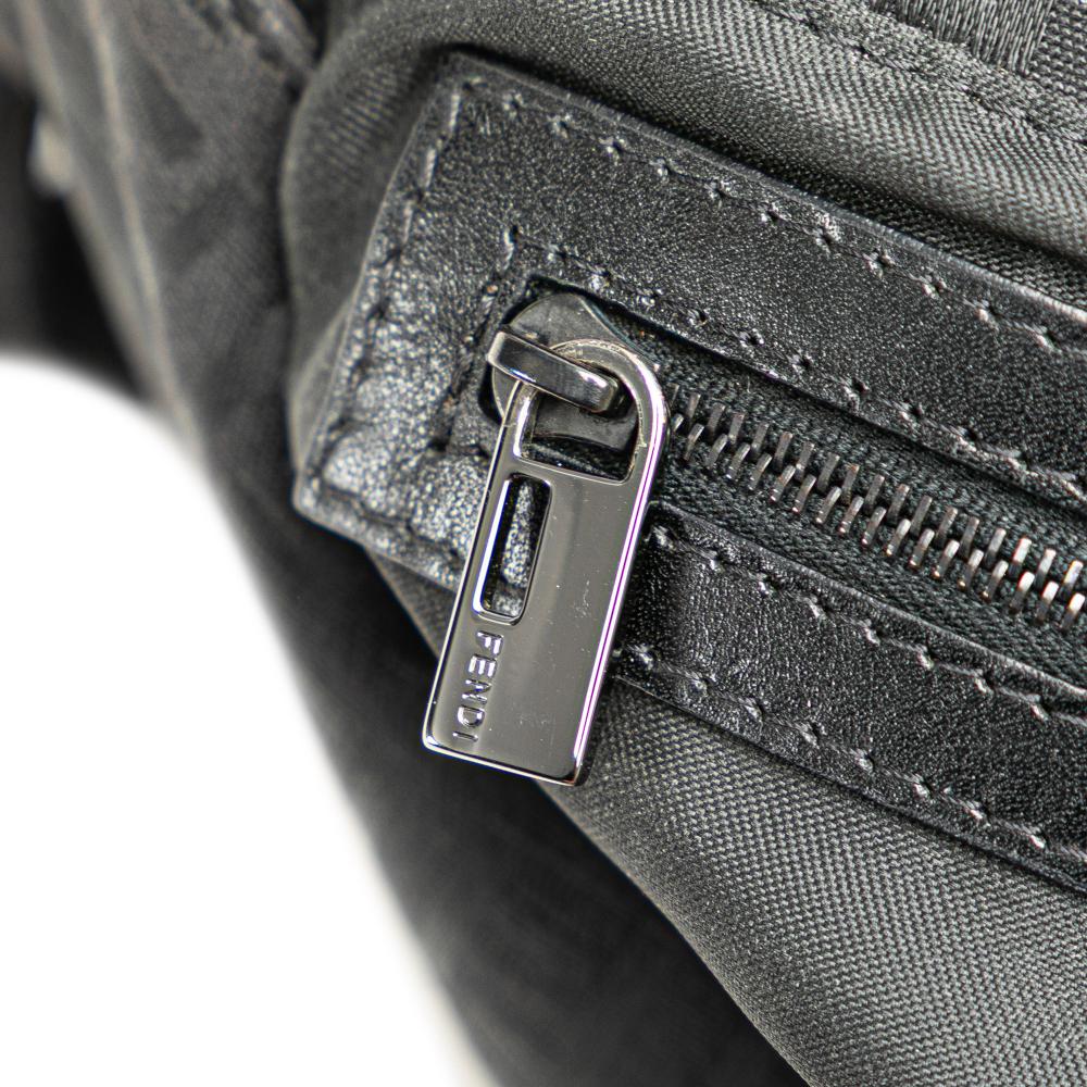 Fendi B Fendi Black Canvas Fabric Zucchino Crossbody Italy