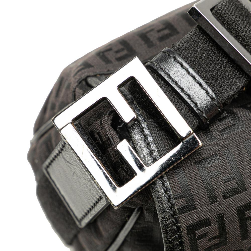 Fendi B Fendi Black Canvas Fabric Zucchino Crossbody Italy