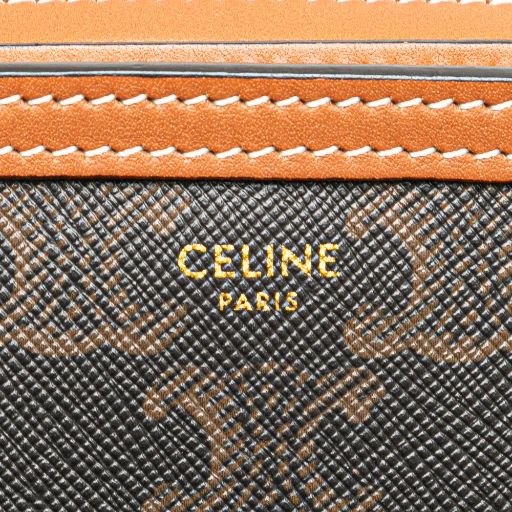 Celine B Celine Brown Dark Brown Coated Canvas Fabric Triomphe Belt Bag Italy