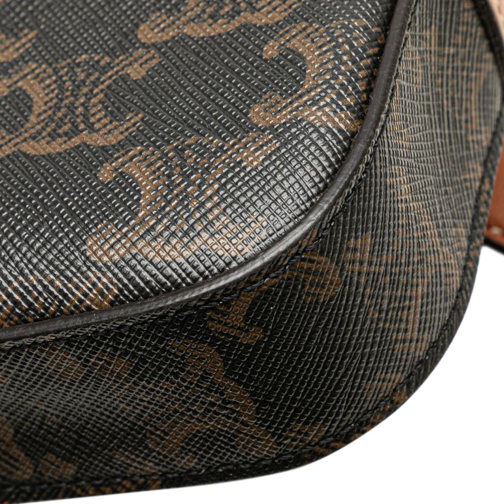 Celine B Celine Brown Dark Brown Coated Canvas Fabric Triomphe Belt Bag Italy