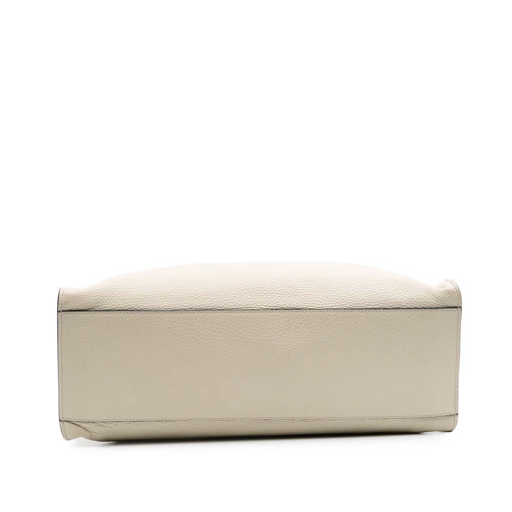 Gucci B Gucci White Ivory Calf Leather Medium skin Bamboo Daily Shopper Satchel Italy