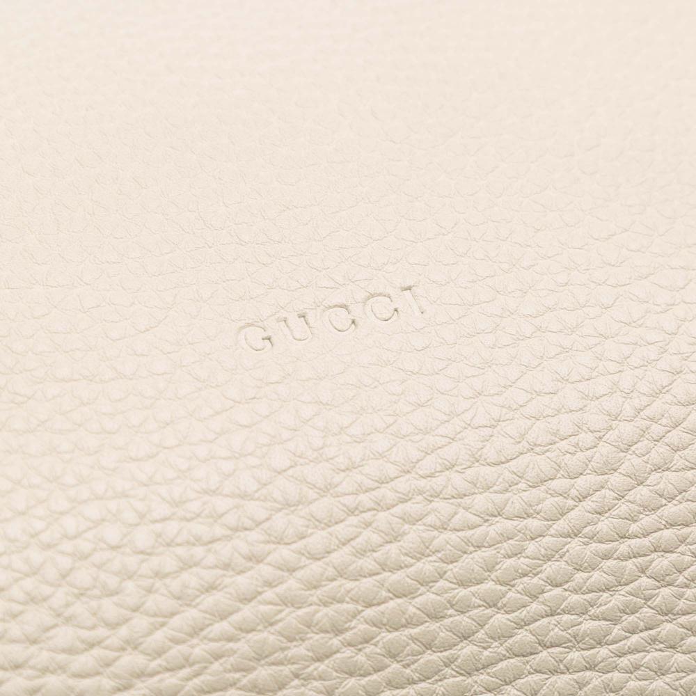 Gucci B Gucci White Ivory Calf Leather Medium skin Bamboo Daily Shopper Satchel Italy