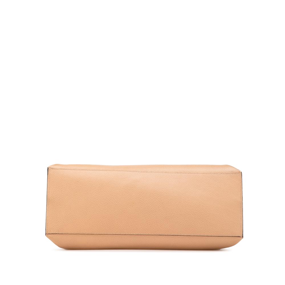 Gucci B Gucci Brown Beige Calf Leather Large Bamboo Daily Satchel Italy