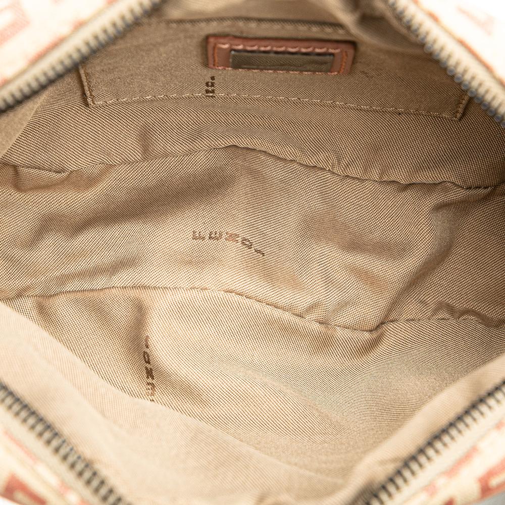 Fendi B Fendi Brown Beige Canvas Fabric Zucchino Crossbody Italy