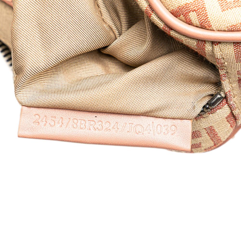 Fendi B Fendi Brown Beige Canvas Fabric Zucchino Crossbody Italy