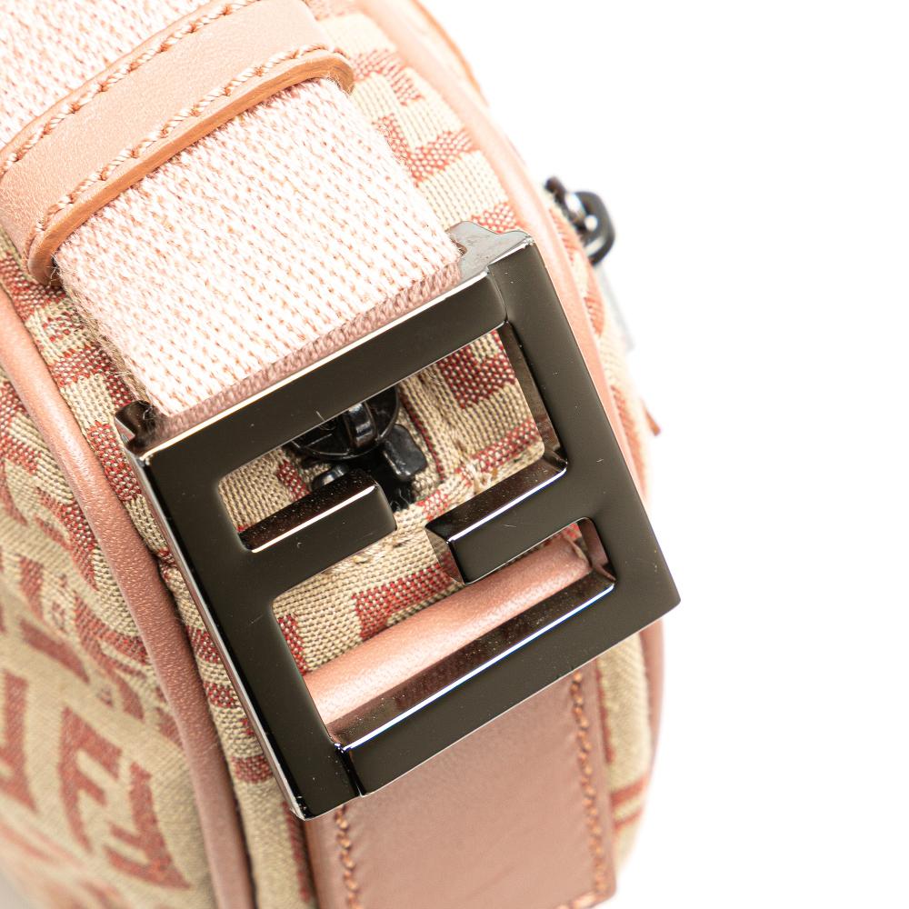 Fendi B Fendi Brown Beige Canvas Fabric Zucchino Crossbody Italy