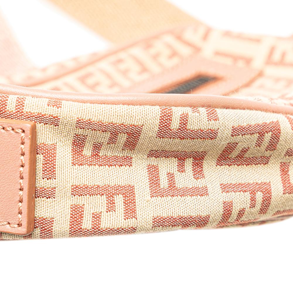Fendi B Fendi Brown Beige Canvas Fabric Zucchino Crossbody Italy