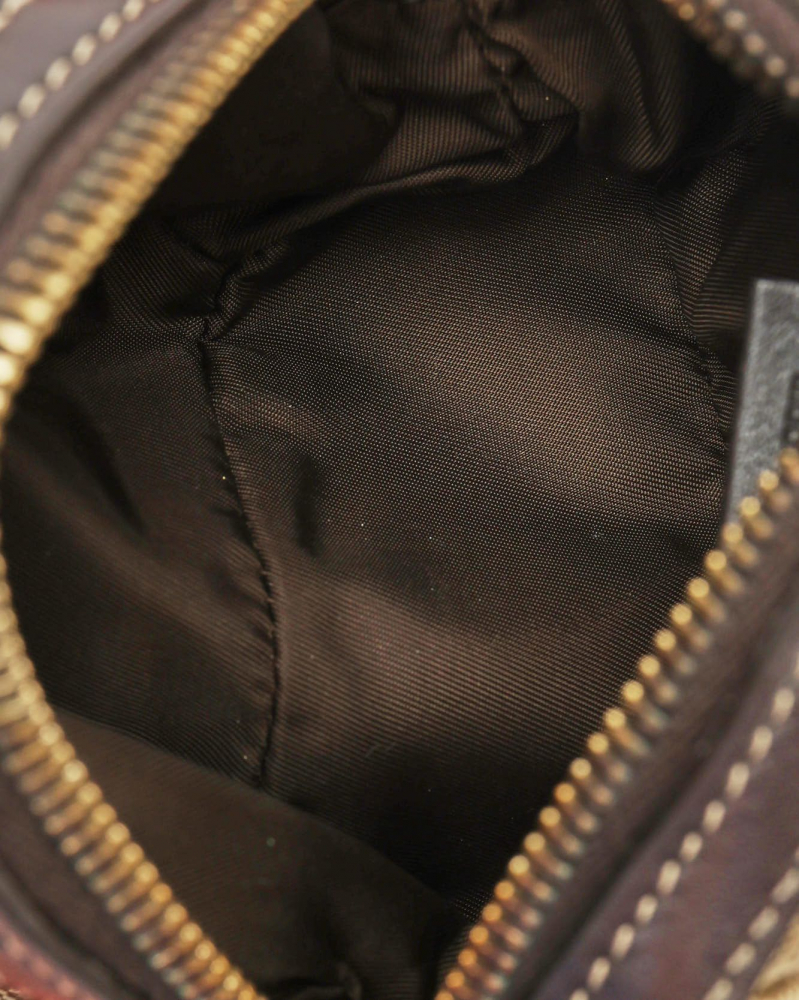 Gucci Bamboo Canvas and Leather Pouch