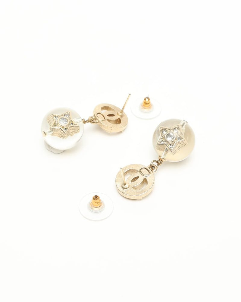 Chanel Coco Mark Resin Rhinestone Earrings