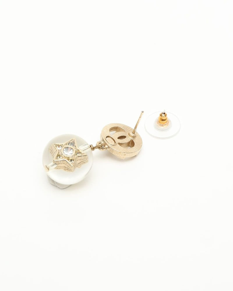 Chanel Coco Mark Resin Rhinestone Earrings