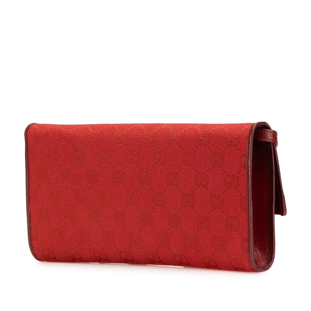 Gucci B Gucci Red Canvas Fabric GG Bamboo Bar Crossbody Italy