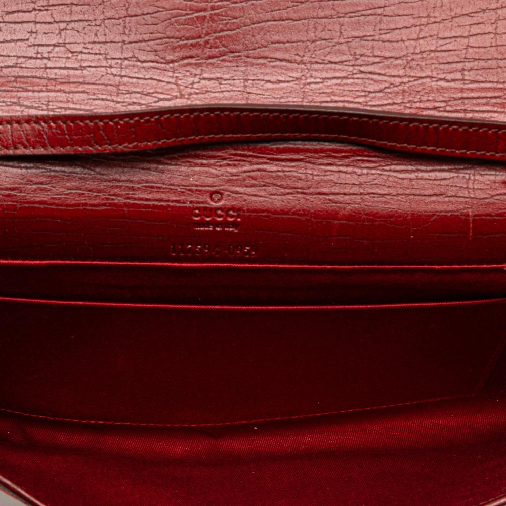 Gucci B Gucci Red Canvas Fabric GG Bamboo Bar Crossbody Italy