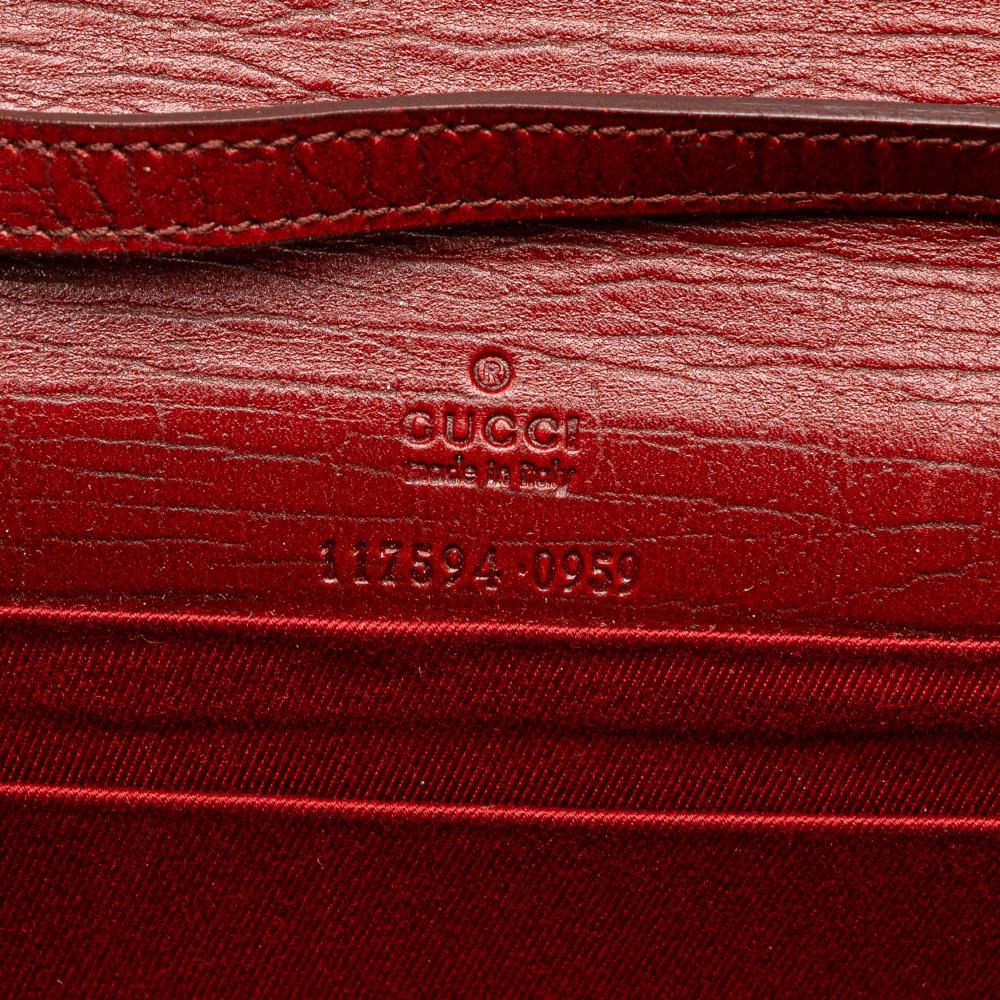 Gucci B Gucci Red Canvas Fabric GG Bamboo Bar Crossbody Italy