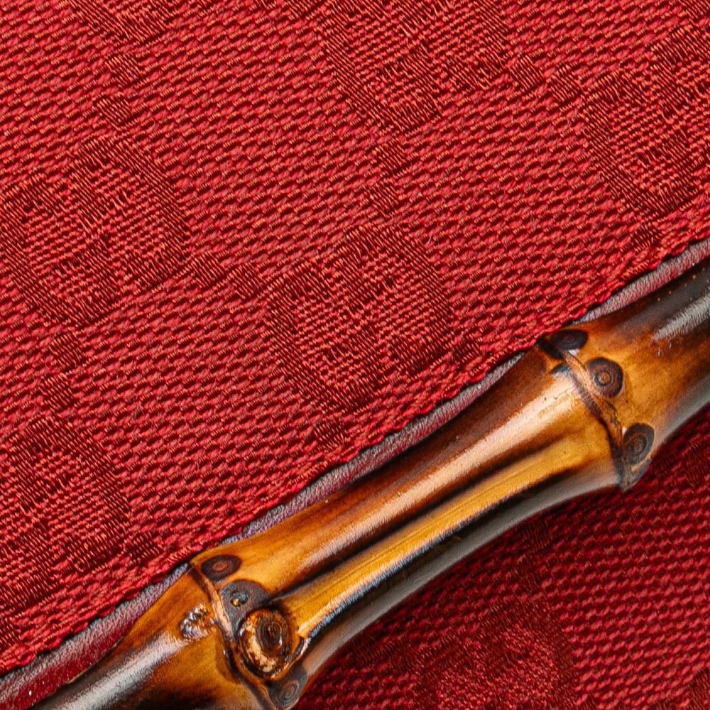 Gucci B Gucci Red Canvas Fabric GG Bamboo Bar Crossbody Italy