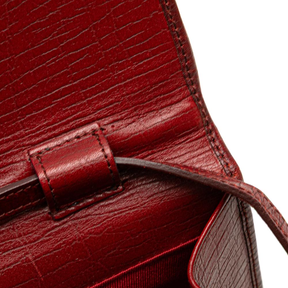 Gucci B Gucci Red Canvas Fabric GG Bamboo Bar Crossbody Italy