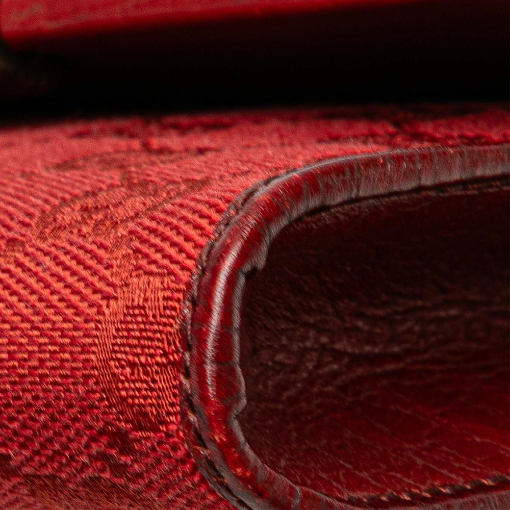 Gucci B Gucci Red Canvas Fabric GG Bamboo Bar Crossbody Italy