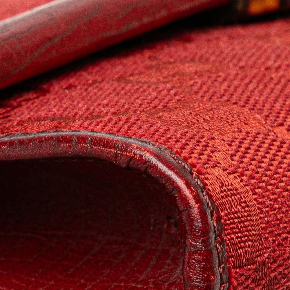 Gucci B Gucci Red Canvas Fabric GG Bamboo Bar Crossbody Italy