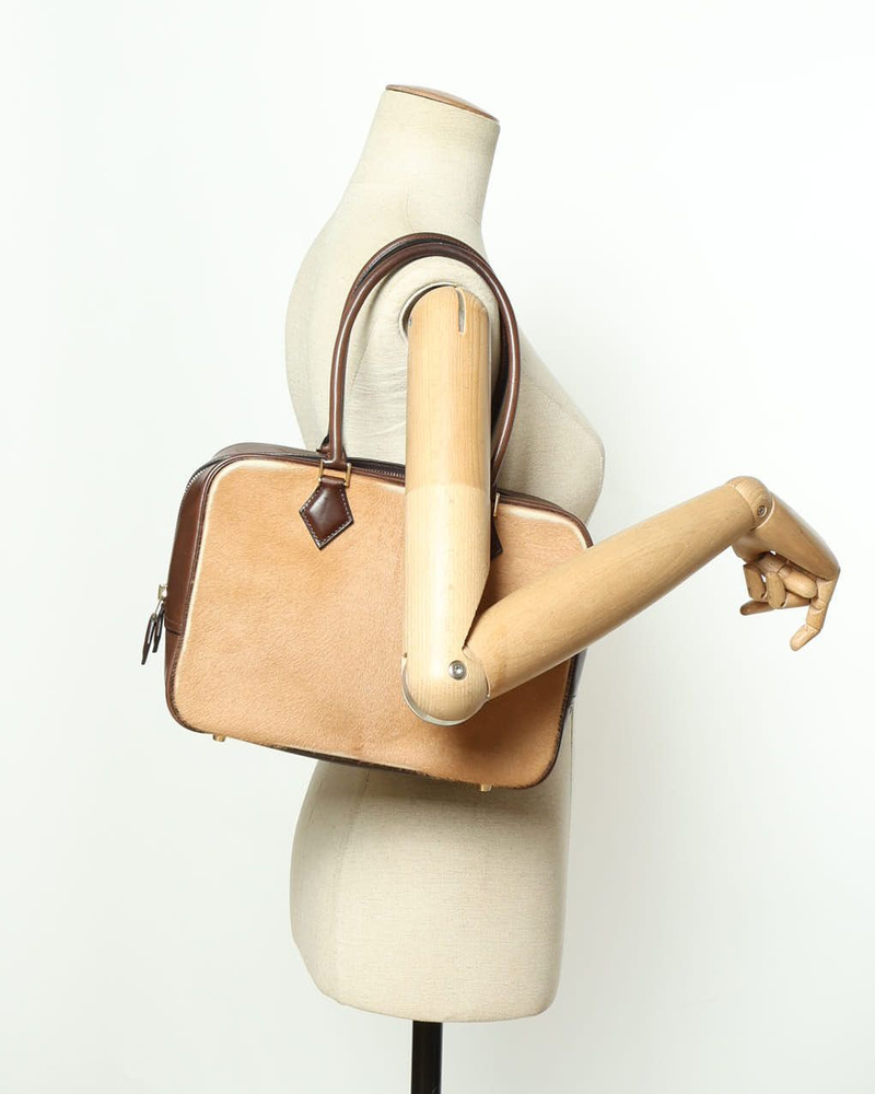 Hermès Camel Ponyhair Evercalf Troika Plume 28 Bag