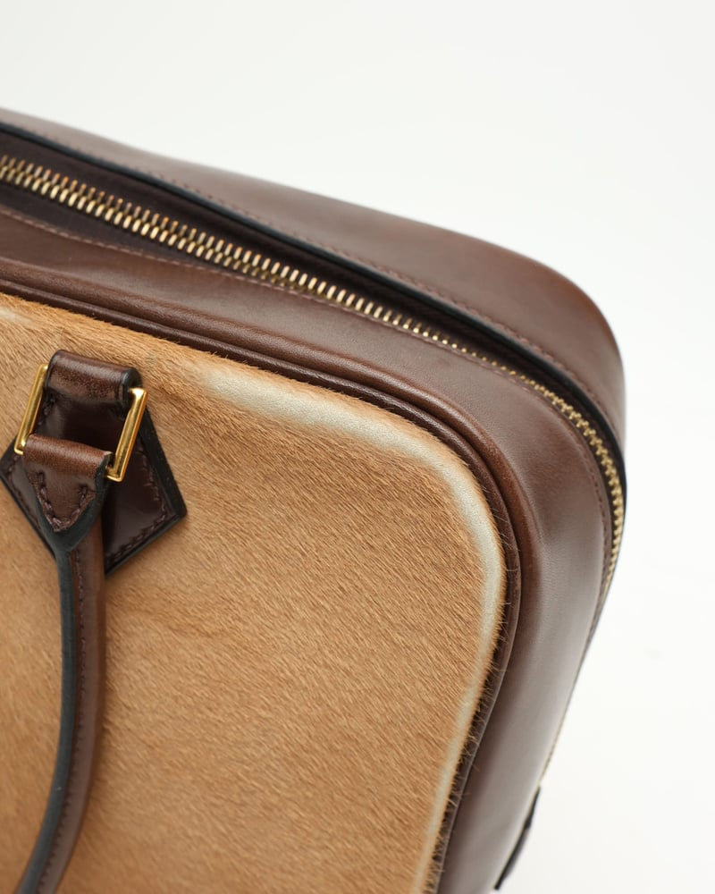 Hermès Camel Ponyhair Evercalf Troika Plume 28 Bag