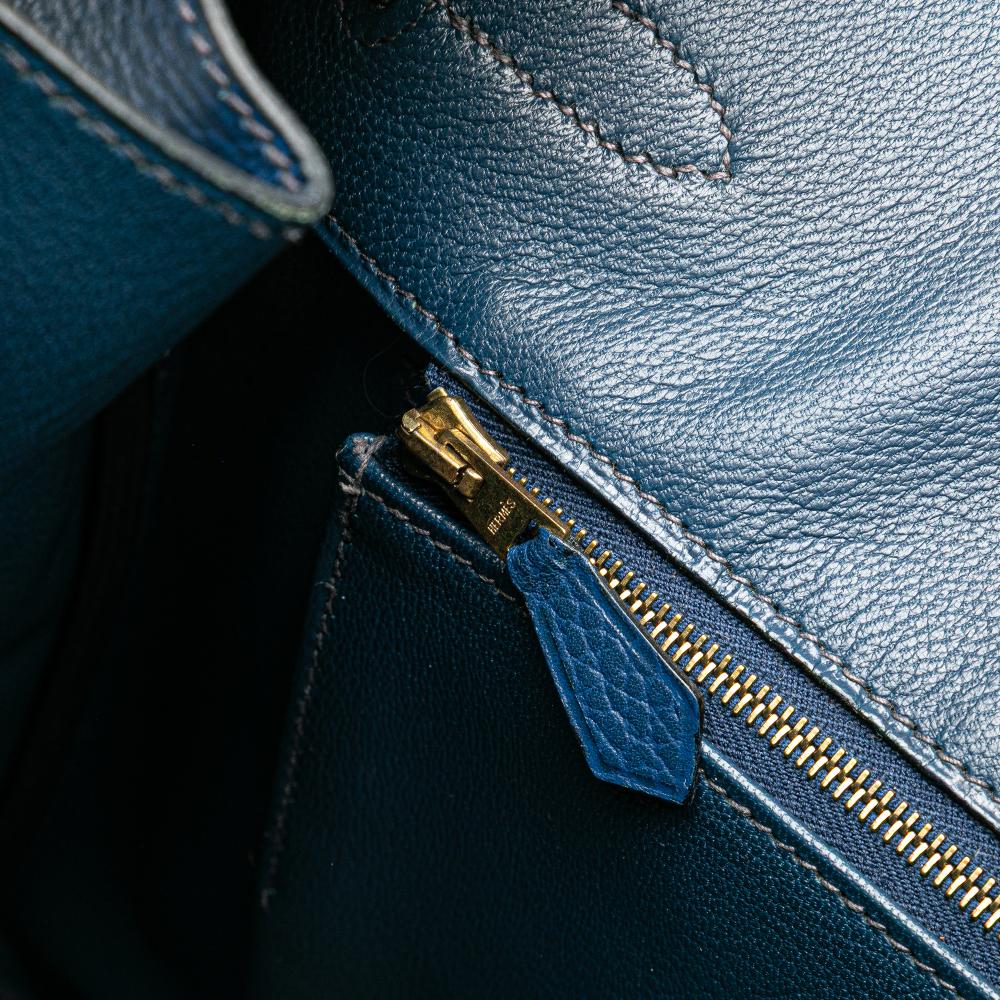 Hermès B Hermès Blue Dark Blue Calf Leather Togo Birkin Retourne 35 France