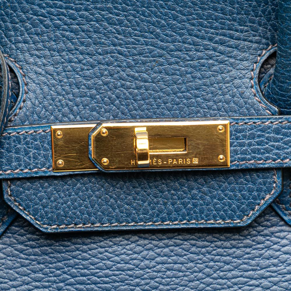 Hermès B Hermès Blue Dark Blue Calf Leather Togo Birkin Retourne 35 France