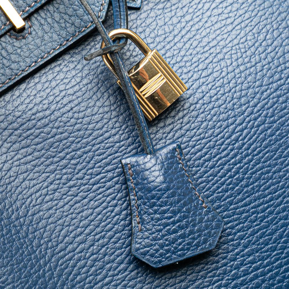 Hermès B Hermès Blue Dark Blue Calf Leather Togo Birkin Retourne 35 France