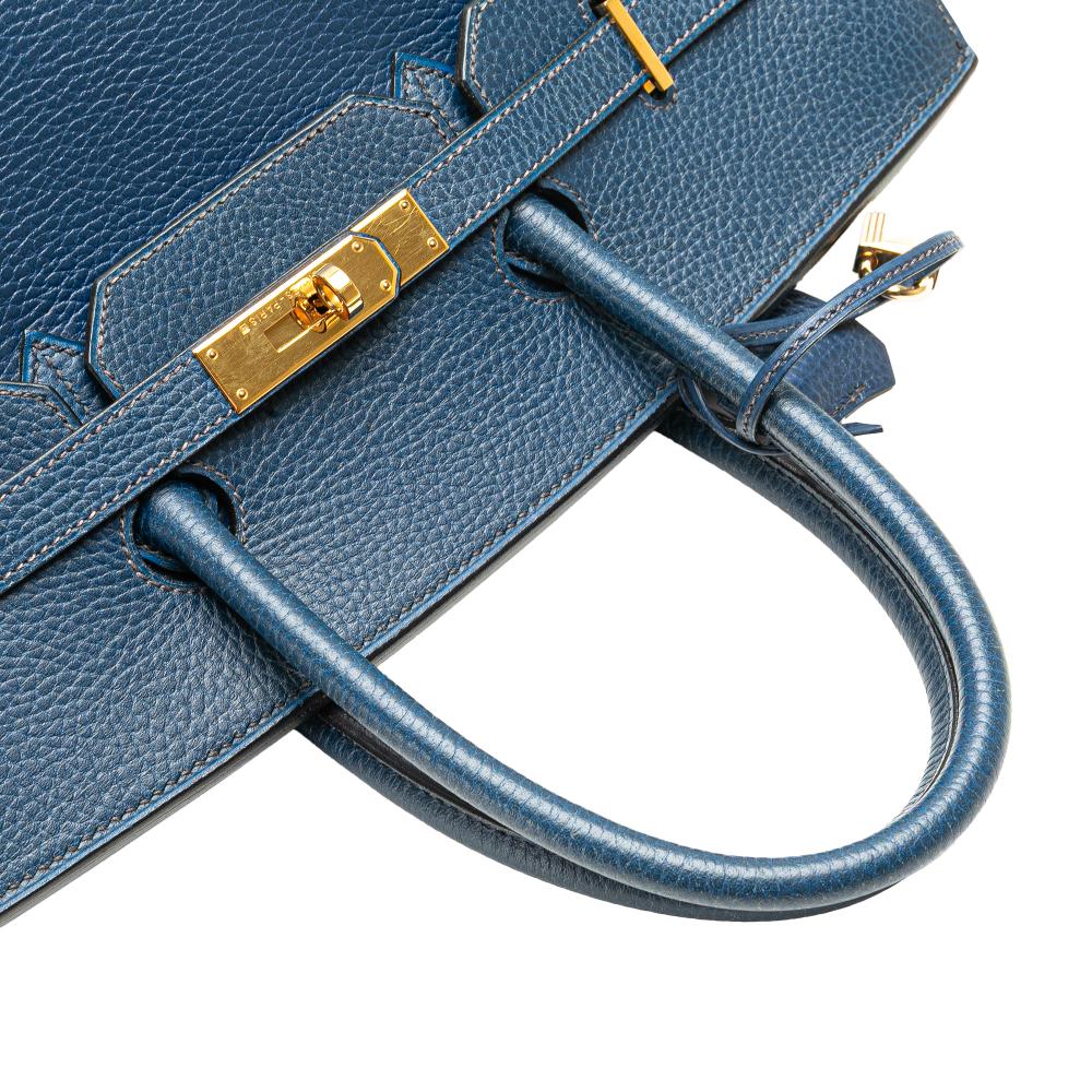Hermès B Hermès Blue Dark Blue Calf Leather Togo Birkin Retourne 35 France