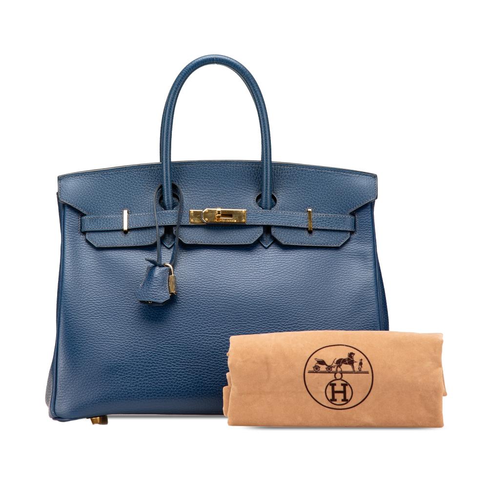 Hermès B Hermès Blue Dark Blue Calf Leather Togo Birkin Retourne 35 France