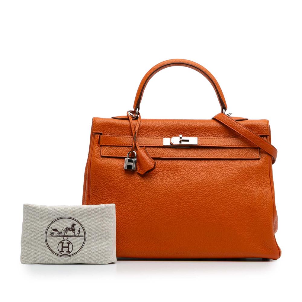 Hermès B Hermès Orange Dark Orange Calf Leather Togo Kelly II Retourne 35 France