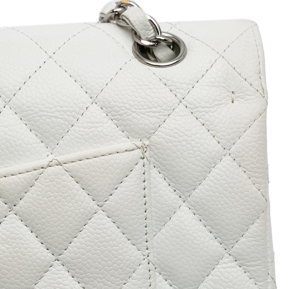 Chanel B Chanel White Off White Caviar Leather Leather Medium Classic Caviar Double Flap France