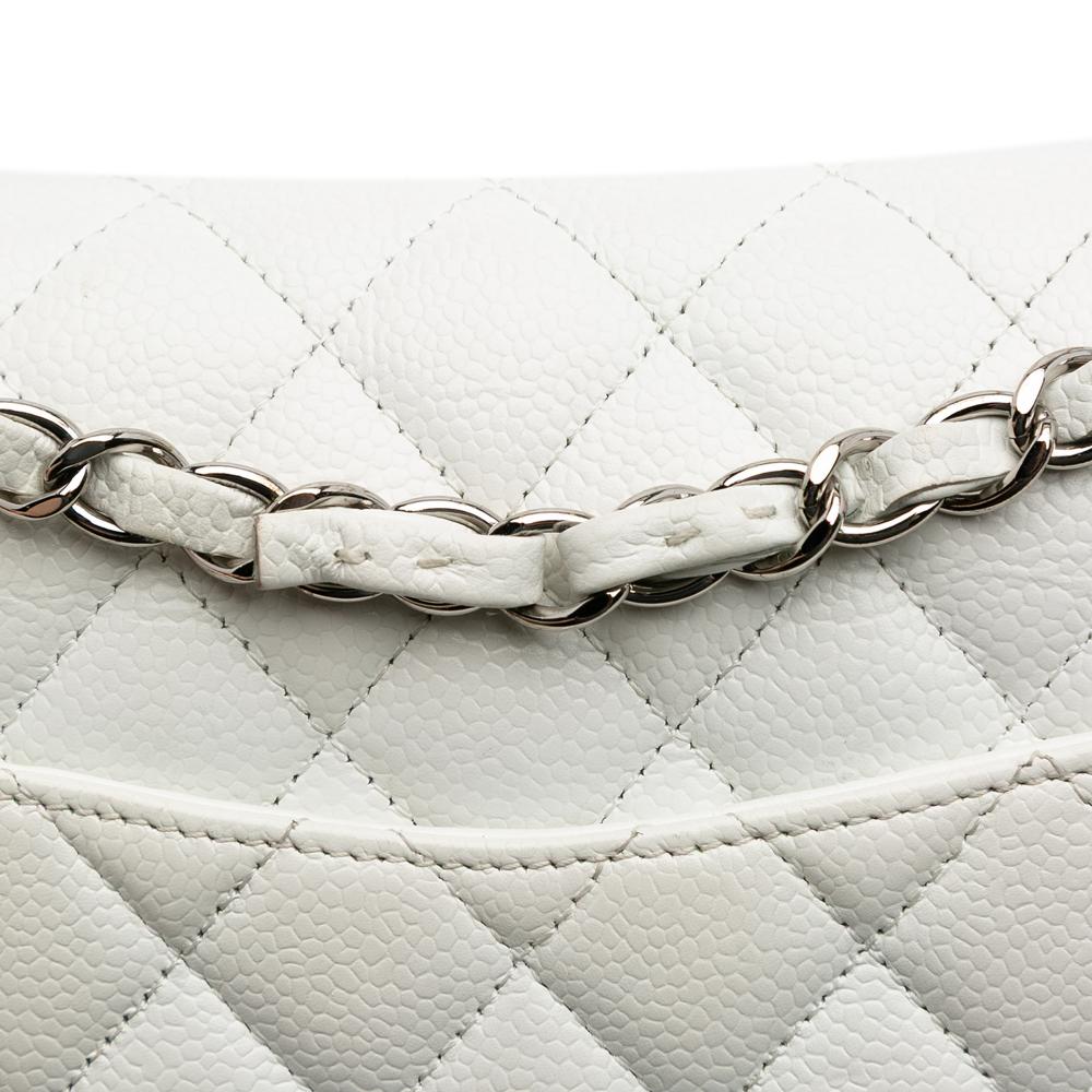 Chanel B Chanel White Off White Caviar Leather Leather Medium Classic Caviar Double Flap France