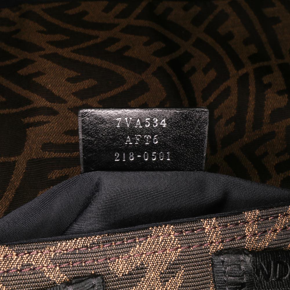 Fendi B Fendi Brown Canvas Fabric Large Zucca Vertigo Mesh Baguette Satchel Italy