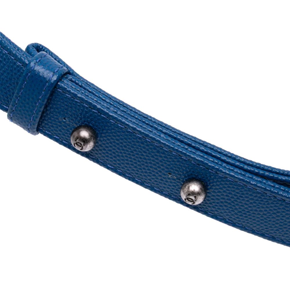 Chanel B Chanel Blue Dark Blue Caviar Leather Leather Old Medium Quilted Caviar Boy Flap France