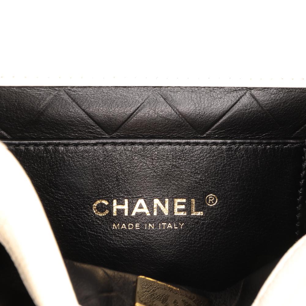 Chanel B Chanel White Lambskin Leather Leather CC Quilted Lambskin Round Moon Messenger Flap Italy