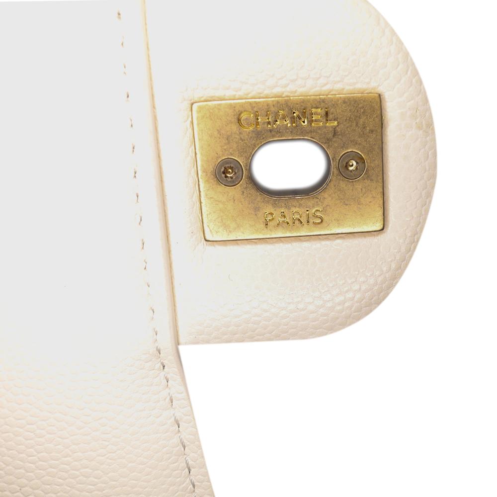 Chanel B Chanel White Lambskin Leather Leather CC Quilted Lambskin Round Moon Messenger Flap Italy