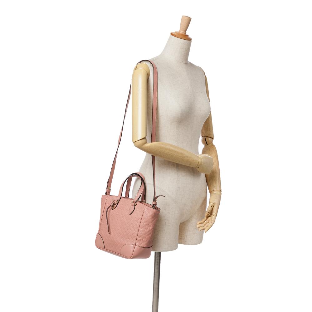 Gucci B Gucci Pink Calf Leather Small Microguccissima Bree Satchel Italy