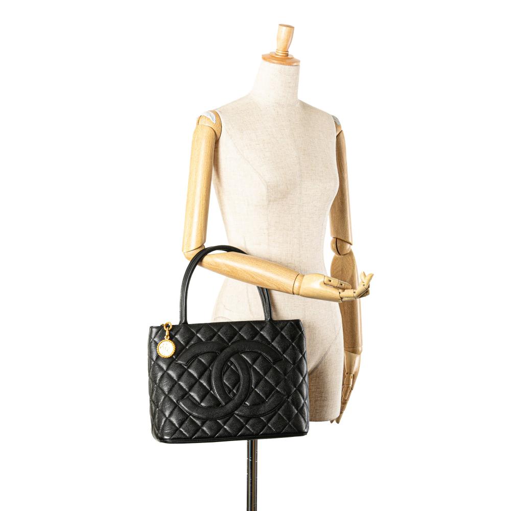 Chanel B Chanel Black Caviar Leather Leather Caviar Medallion Tote Italy