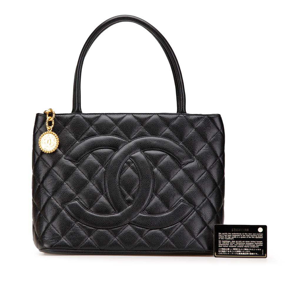 Chanel B Chanel Black Caviar Leather Leather Caviar Medallion Tote Italy