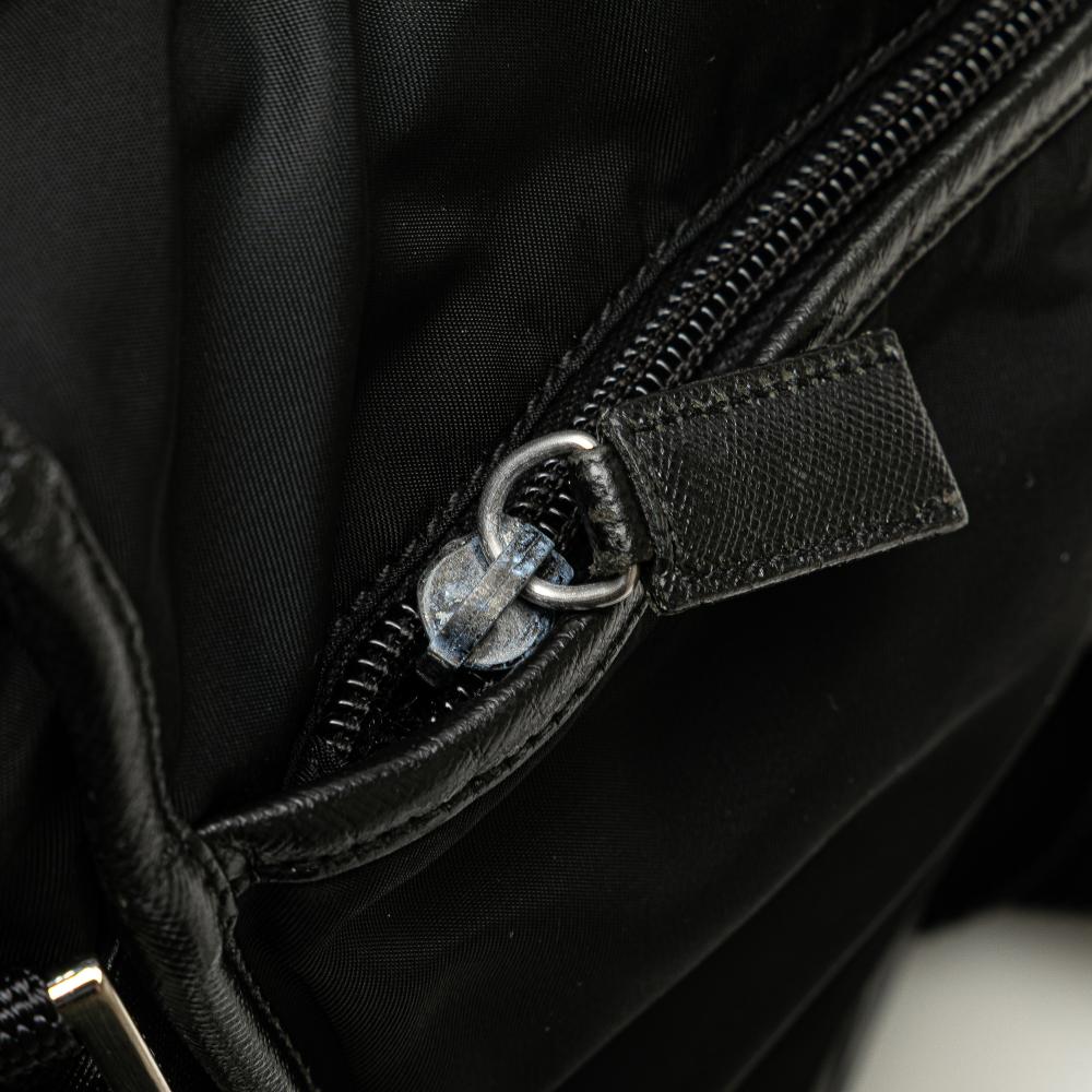 Prada B Prada Black Nylon Fabric Tessuto Buckle Messenger Bag Italy