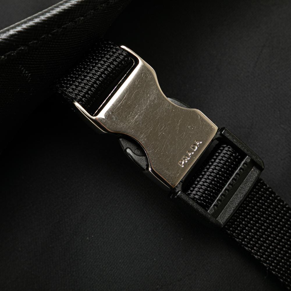 Prada B Prada Black Nylon Fabric Tessuto Buckle Messenger Bag Italy