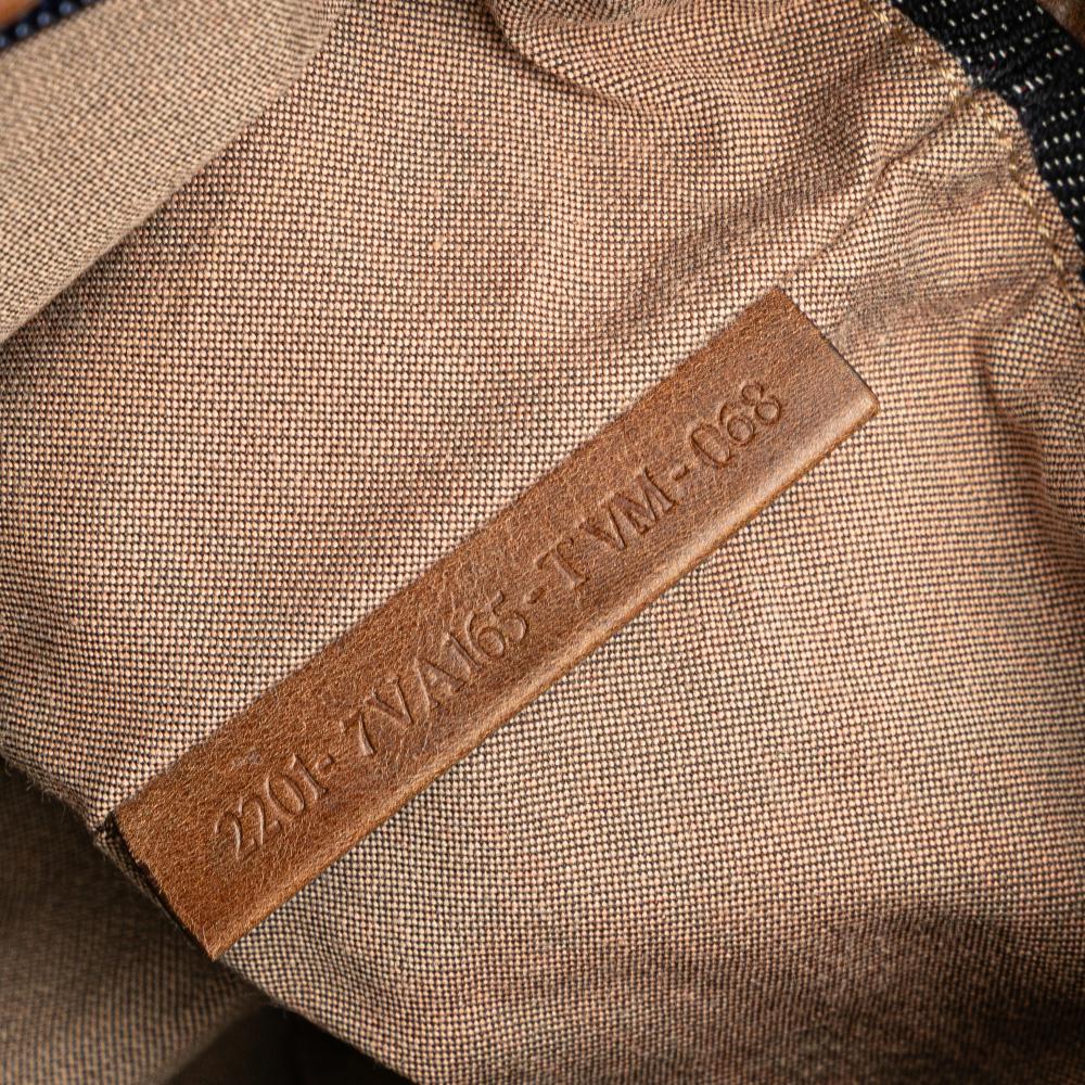 Fendi B Fendi Blue Denim Denim Fabric Mini Lock Shopping Tote Italy