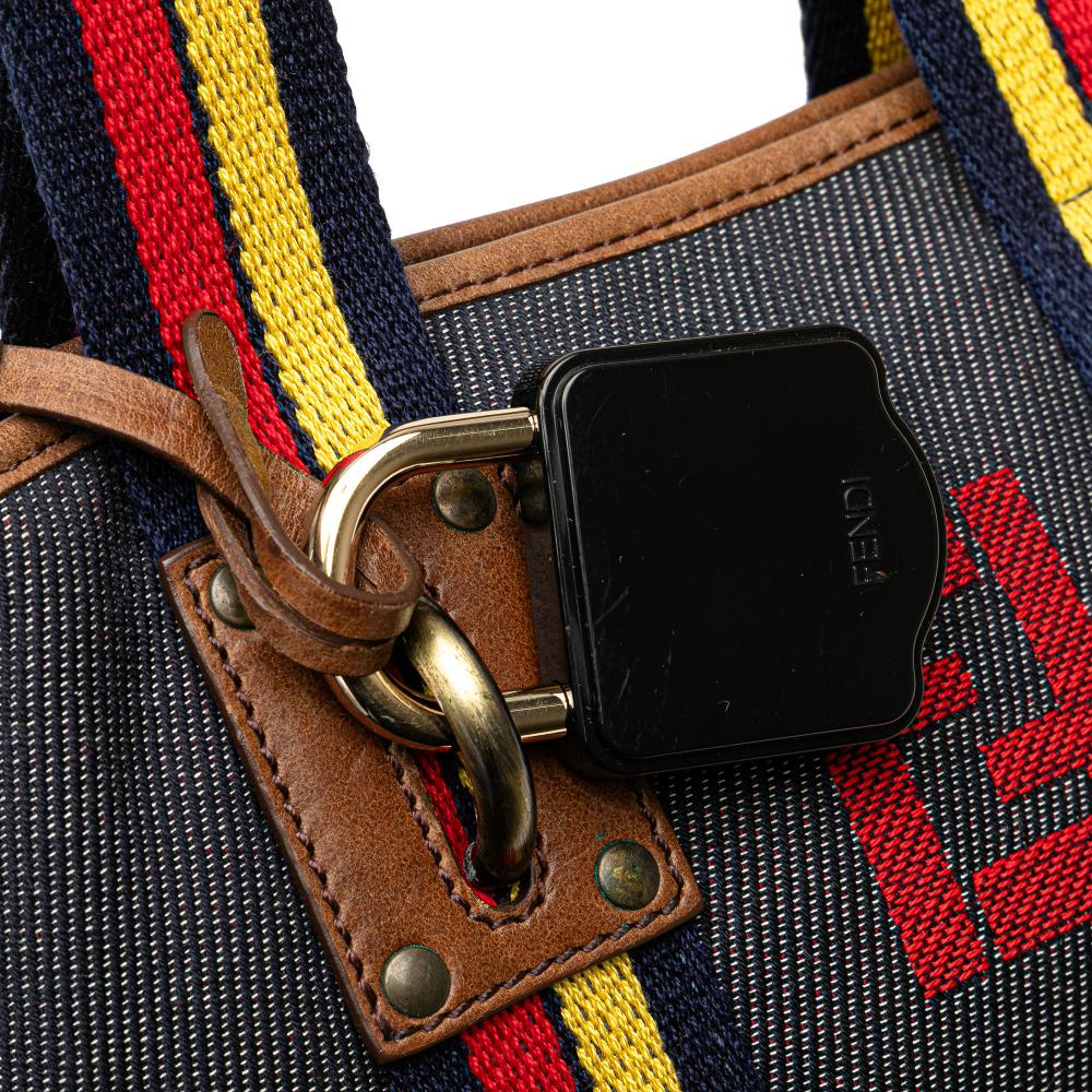 Fendi B Fendi Blue Denim Denim Fabric Mini Lock Shopping Tote Italy