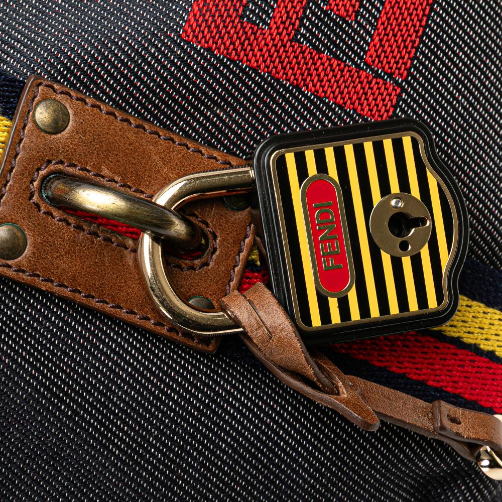 Fendi B Fendi Blue Denim Denim Fabric Mini Lock Shopping Tote Italy